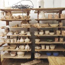 Picture of some bisqueware waiting to be glazed